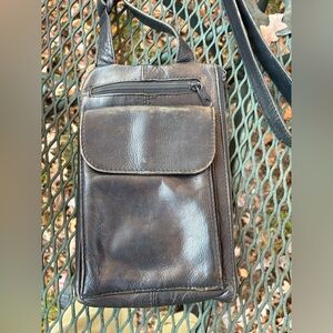 Vintage Hobo International Black Leather Crossbody Bag